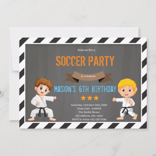 Taekwondo black belt theme Invitation (Front)