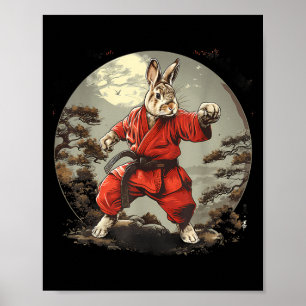 Taekwondo Bunny Rabbit Kickboxing Jiu-Jitsu Kung Poster