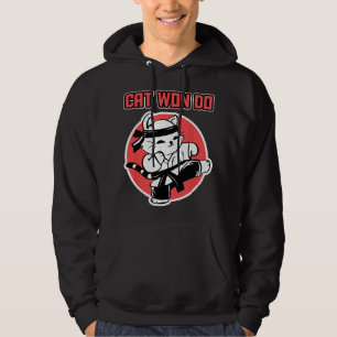 Taekwondo Cat Design for Sports Fans - Kick Cat Wo Hoodie
