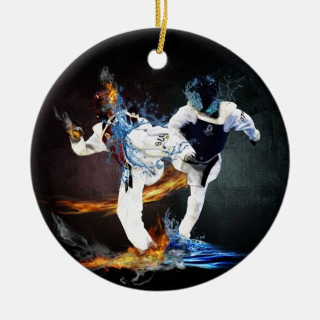 taekwondo ceramic tree decoration (Front)