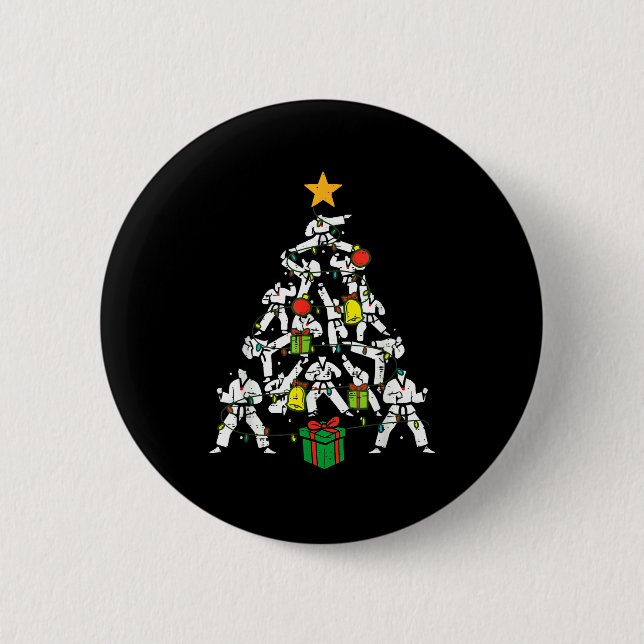Taekwondo Christmas Tree Xmas Martial Arts Karate  6 Cm Round Badge (Front)