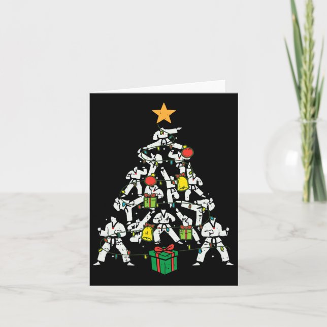 Taekwondo Christmas Tree Xmas Martial Arts Karate  Card (Front)