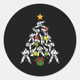 Taekwondo Christmas Tree Xmas Martial Arts Karate Classic Round Sticker