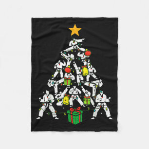 Taekwondo Christmas Tree Xmas Martial Arts Karate Fleece Blanket