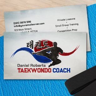 Taekwondo Coach - Taegeuk and Hangul Symbol Business Card
