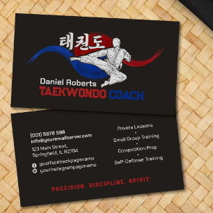 Taekwondo Coach - Taegeuk and Hangul Symbol Business Card