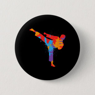 Taekwondo Colourful Martial Arts Kids Men Boys Kar 6 Cm Round Badge