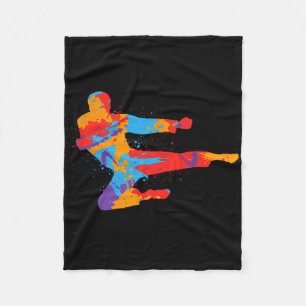 Taekwondo Colourful Martial Arts Men Kids Boys Kar Fleece Blanket