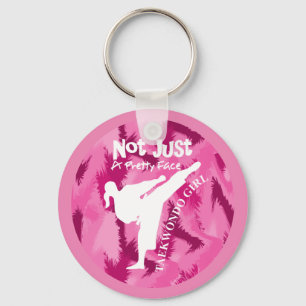 Taekwondo Cute Pink White Girly Quote Key Ring