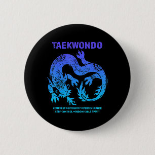 Taekwondo Dragon Martial Arts MMA Teen Boys Girls 6 Cm Round Badge