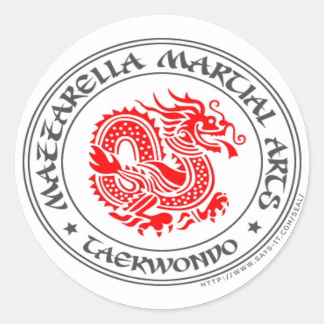 {Taekwondo Dragon} Round Sticker (Front)