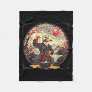 Taekwondo Duck Sakura Flowers Mma Mount Fuji Fleece Blanket