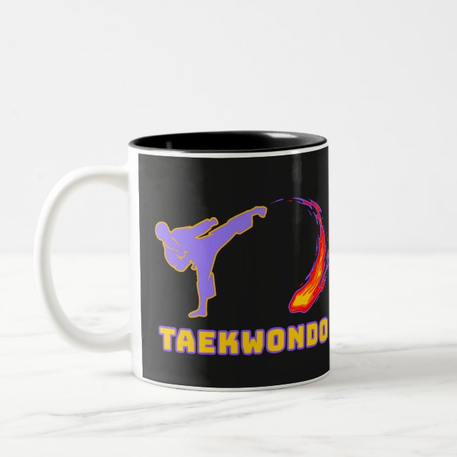Taekwondo Energy Kick Two-Tone Coffee Mug (Left)