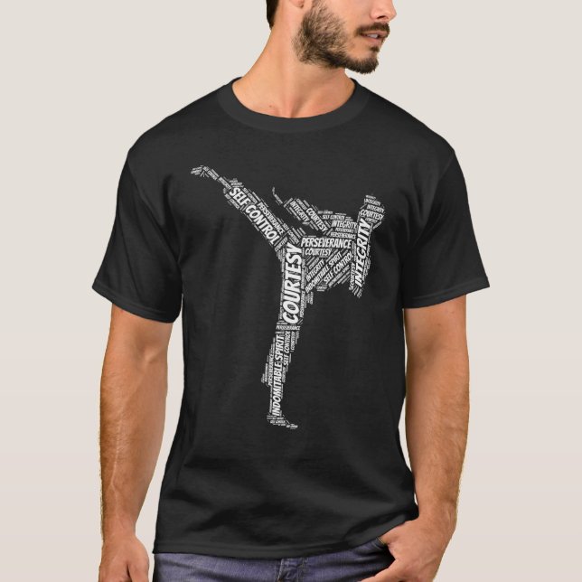 Taekwondo Fighter 5 Tenets Of Tkd Martial Arts 1 T-Shirt (Front)