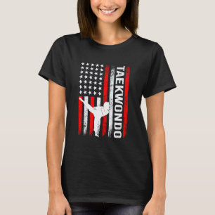 Taekwondo Fighter American Flag Patriotic Martial T-Shirt