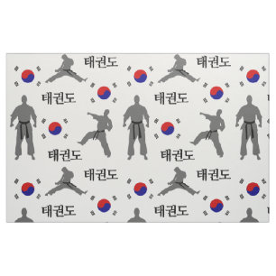 Taekwondo Fighter Martial Art 태권도 South Korea Flag Fabric