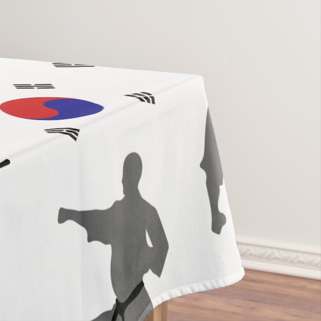 Taekwondo Fighter Martial Art 태권도 South Korea Flag Tablecloth (In Situ)