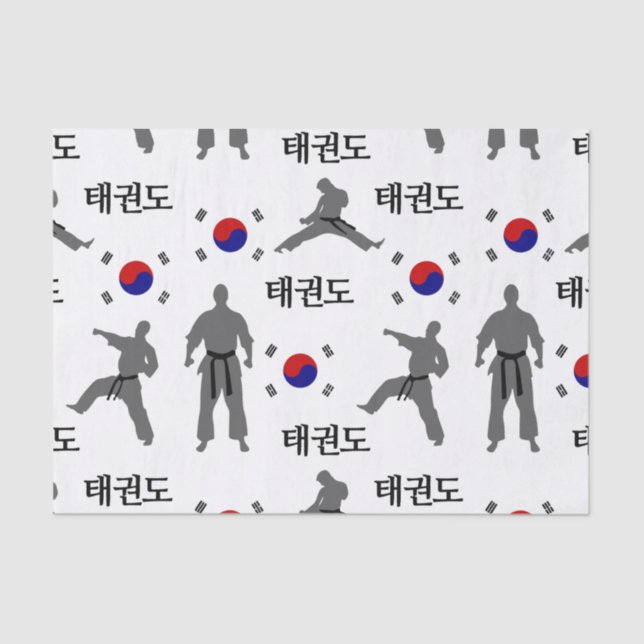 Taekwondo Fighter Martial Art 태권도 South Korea Flag Tissue Paper (Front)