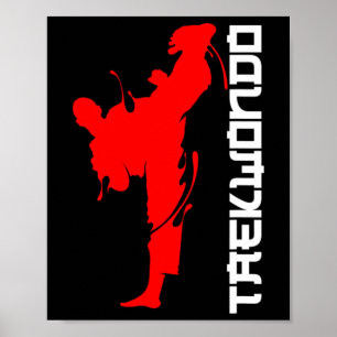 Taekwondo Fighter Martial Arts Free Head Kicks Poster