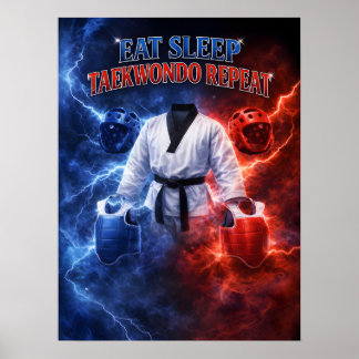 Taekwondo Fire Kick Energy Poster