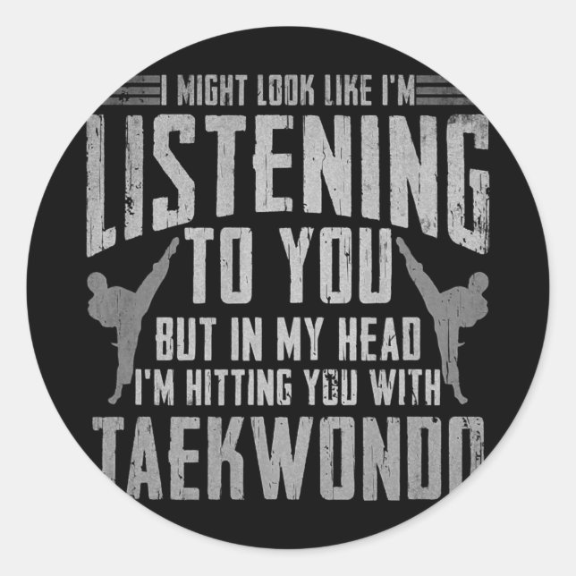 Taekwondo Gifts For Boys Girls Adults TKD  Classic Round Sticker (Front)