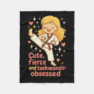Taekwondo Girl Blonde Cute Fierce Obsessed Future Fleece Blanket