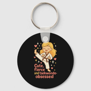 Taekwondo Girl Blonde Cute Fierce Obsessed Future Key Ring