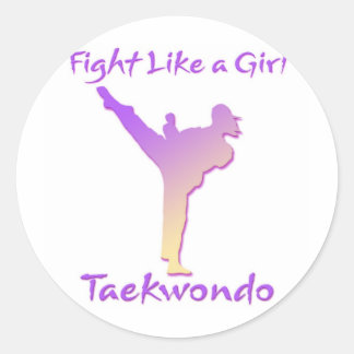 Taekwondo Girl Classic Round Sticker