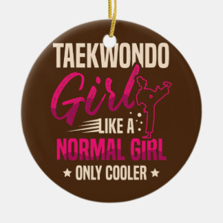 Taekwondo Girl like a normal only cooler Ceramic Tree Decoration