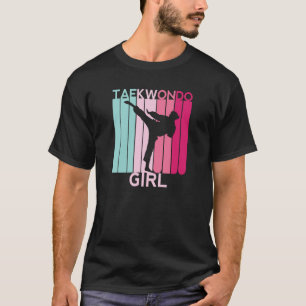Taekwondo Girl MMA Fighter Mum Kicking Woman Retro T-Shirt