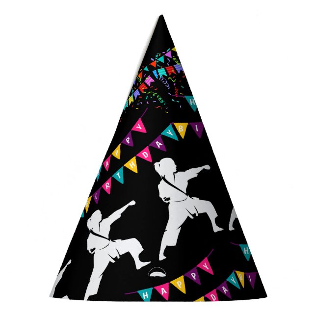 Taekwondo Girl Player Birthday Party Hat (Left)