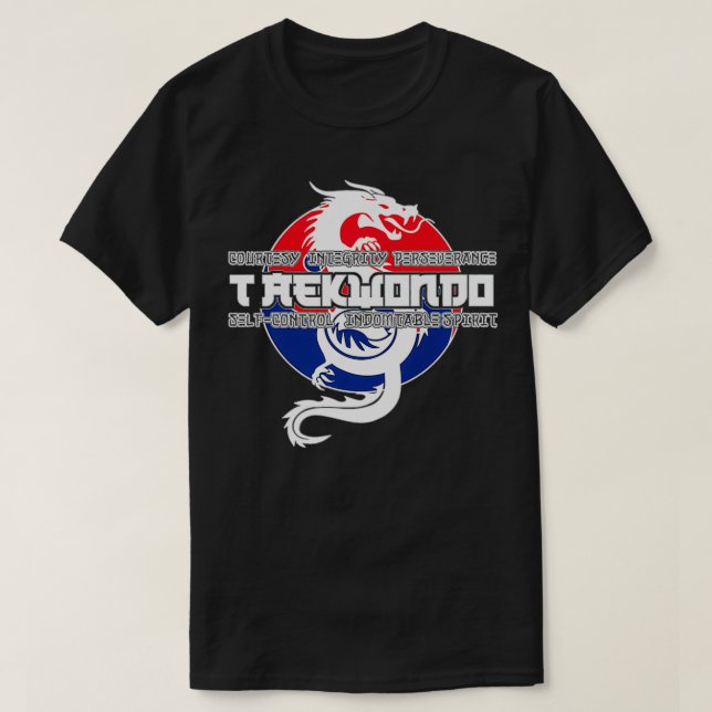 Taekwondo Graphic TKD 5 Tenets Asian Dragon Premiu T-Shirt (Design Front)