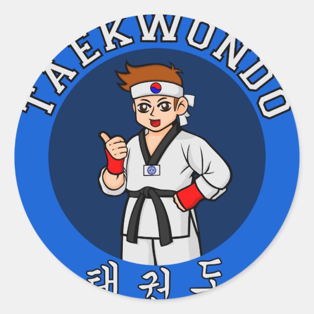 taekwondo guy badge classic round sticker (Front)