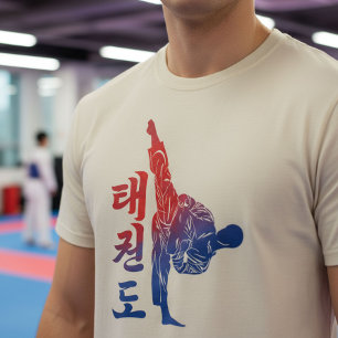 Taekwondo High Kick with Korean Flag colours T-Shirt