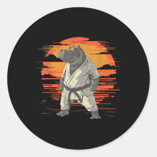 Taekwondo Hippo Kickboxing Animall Jiu-Jitsu Kung Classic Round Sticker