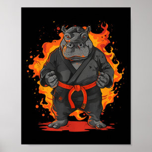 Taekwondo Hippo Kickboxing Animall Jiu-Jitsu Kung Poster