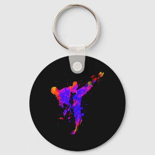 Taekwondo Jiu Jitsu Paint Splatters Kids Jujitsu J Key Ring