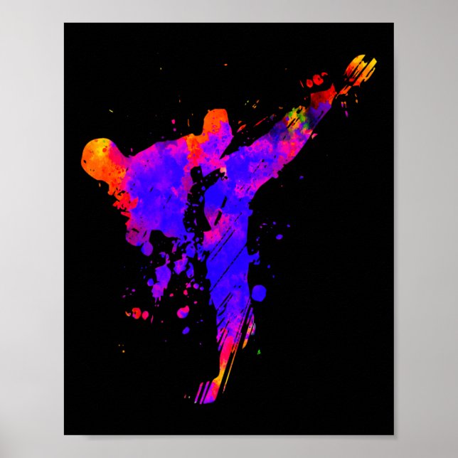 Taekwondo Jiu Jitsu Paint Splatters Kids Jujitsu J Poster (Front)