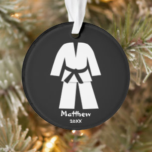 Taekwondo Karate Black Belt Personalised Ornament