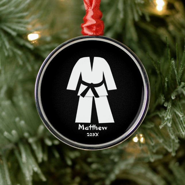 Taekwondo Karate Black Belt Personalized Metal Tree Decoration (Tree)