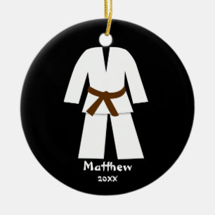 Taekwondo Karate Brown Belt Personalised Ceramic Tree Decoration