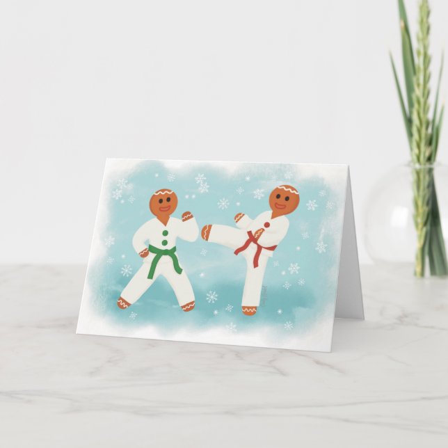 Taekwondo Karate Christmas Gingerbread Martial Art Thank You Card (Front)