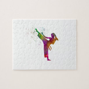 Taekwondo-karate en acuarela jigsaw puzzle