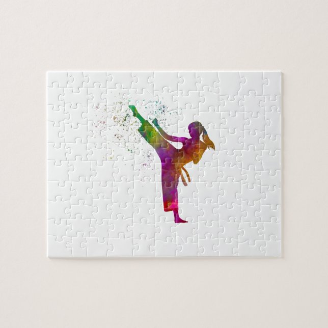 Taekwondo-karate en acuarela jigsaw puzzle (Horizontal)