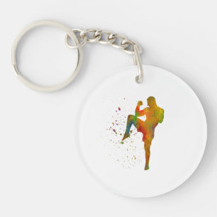 Taekwondo-karate en acuarela key ring