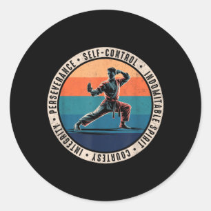Taekwondo Karate Five Tenets Martial Arts Fighter Classic Round Sticker