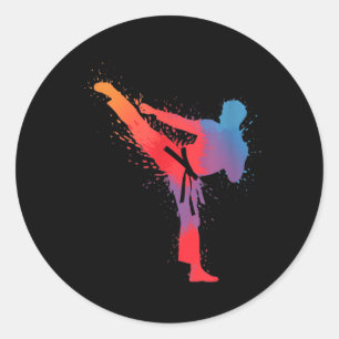 Taekwondo Karate Martial Arts Colourful Classic Round Sticker
