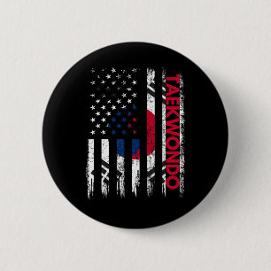 Taekwondo Karate Martial Arts Training Korean Flag 6 Cm Round Badge