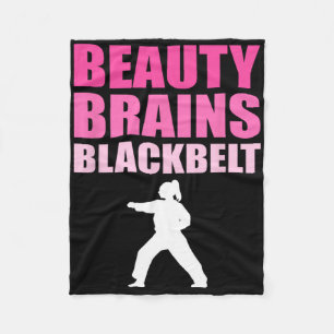 Taekwondo Karate Women Beauty Brains Black Belt Fleece Blanket