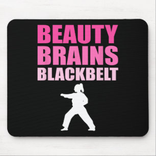 Taekwondo Karate Women Beauty Brains Black Belt Mouse Mat